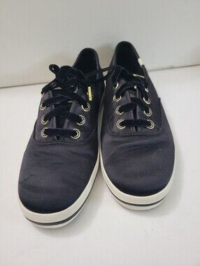 Kate Spade Keds Sz 9 Black Lace Up Flats Sneakers Women's Shoes